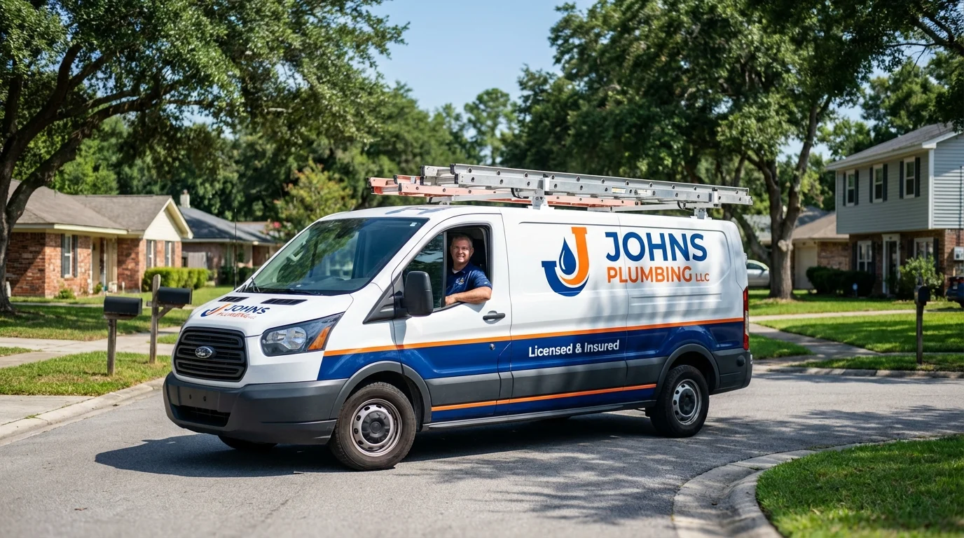 Johns Plumbing LLC service van in California City, CA