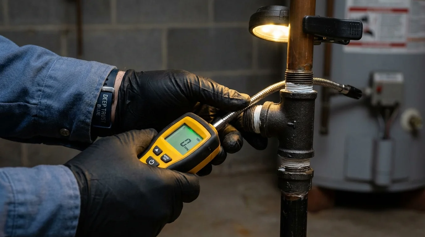 Gas leak detection with electronic sniffer by Johns Plumbing LLC in California City