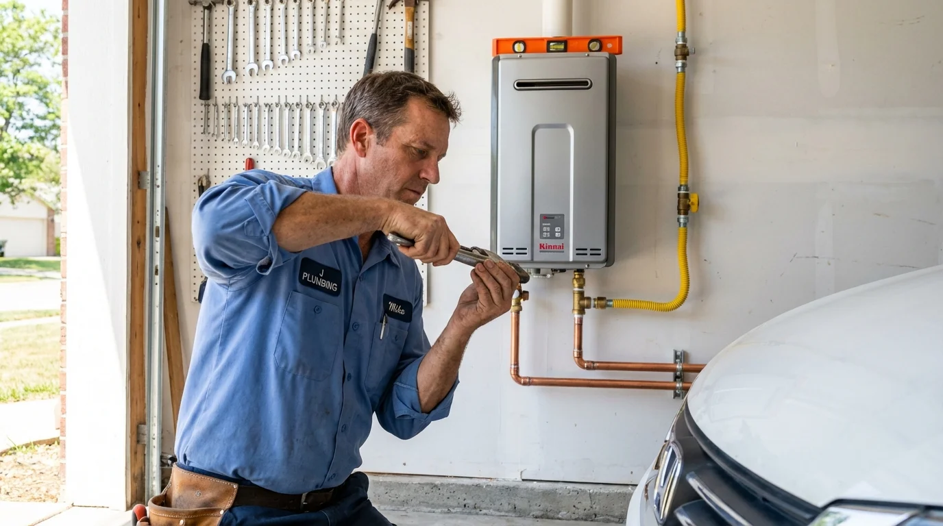 Tankless water heater installation by a Johns Plumbing LLC plumber in California City